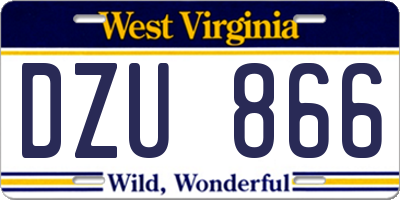 WV license plate DZU866