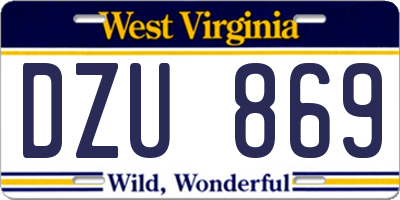 WV license plate DZU869