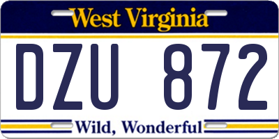 WV license plate DZU872