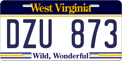 WV license plate DZU873