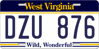 WV license plate DZU876