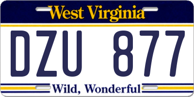 WV license plate DZU877