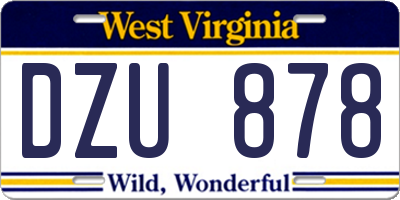 WV license plate DZU878