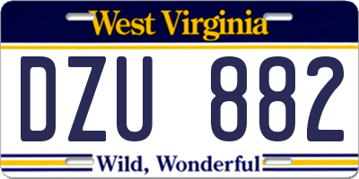 WV license plate DZU882