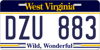 WV license plate DZU883