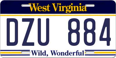 WV license plate DZU884