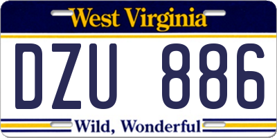 WV license plate DZU886