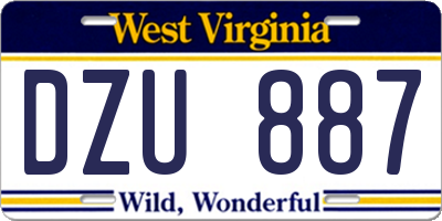 WV license plate DZU887