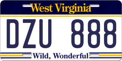 WV license plate DZU888