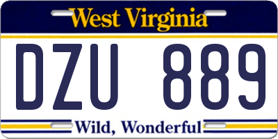 WV license plate DZU889