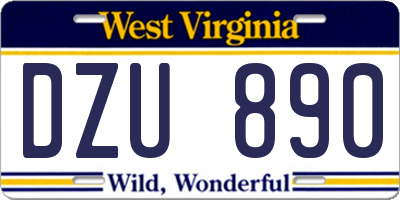 WV license plate DZU890