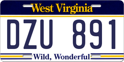 WV license plate DZU891