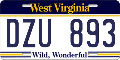 WV license plate DZU893