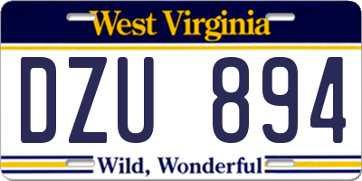 WV license plate DZU894