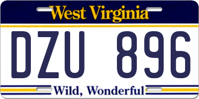 WV license plate DZU896