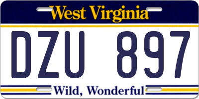 WV license plate DZU897