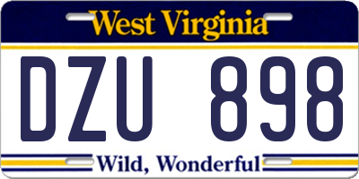 WV license plate DZU898