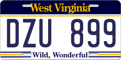 WV license plate DZU899