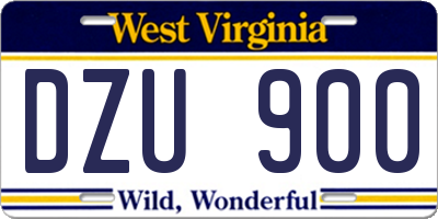 WV license plate DZU900