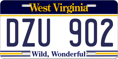 WV license plate DZU902