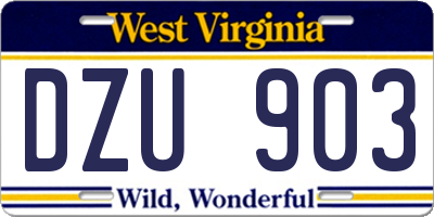 WV license plate DZU903