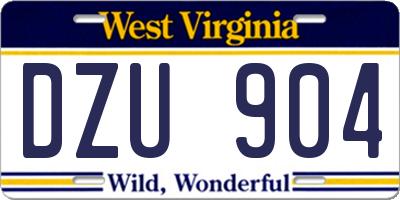 WV license plate DZU904