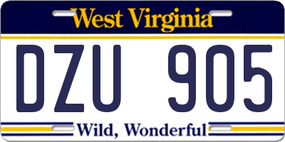 WV license plate DZU905