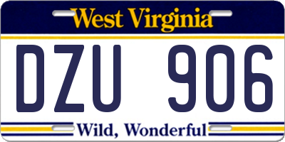 WV license plate DZU906