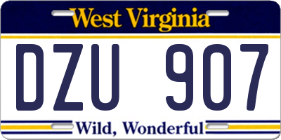 WV license plate DZU907