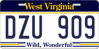 WV license plate DZU909