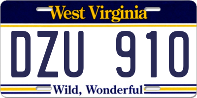 WV license plate DZU910