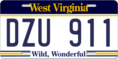 WV license plate DZU911