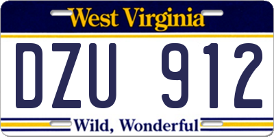 WV license plate DZU912