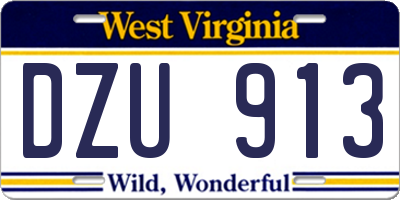 WV license plate DZU913