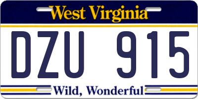 WV license plate DZU915