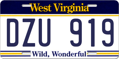 WV license plate DZU919