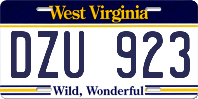 WV license plate DZU923