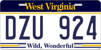 WV license plate DZU924