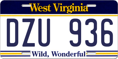 WV license plate DZU936