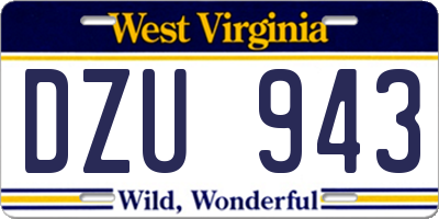 WV license plate DZU943