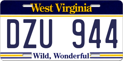 WV license plate DZU944