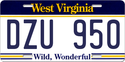 WV license plate DZU950