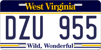 WV license plate DZU955
