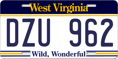 WV license plate DZU962