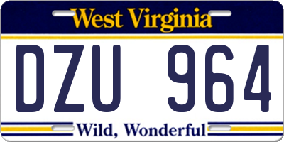 WV license plate DZU964