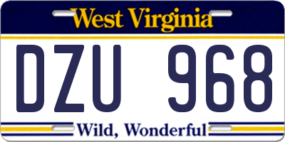 WV license plate DZU968