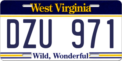 WV license plate DZU971