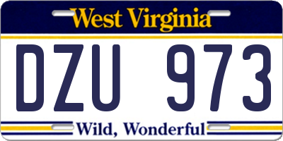 WV license plate DZU973