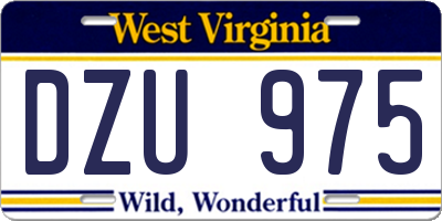 WV license plate DZU975