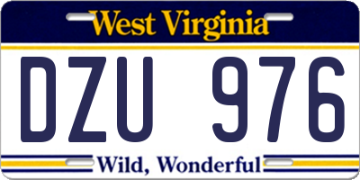 WV license plate DZU976